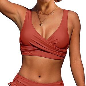 Beachsissi Burnt Orange Twist Lace Up Bikini Top M